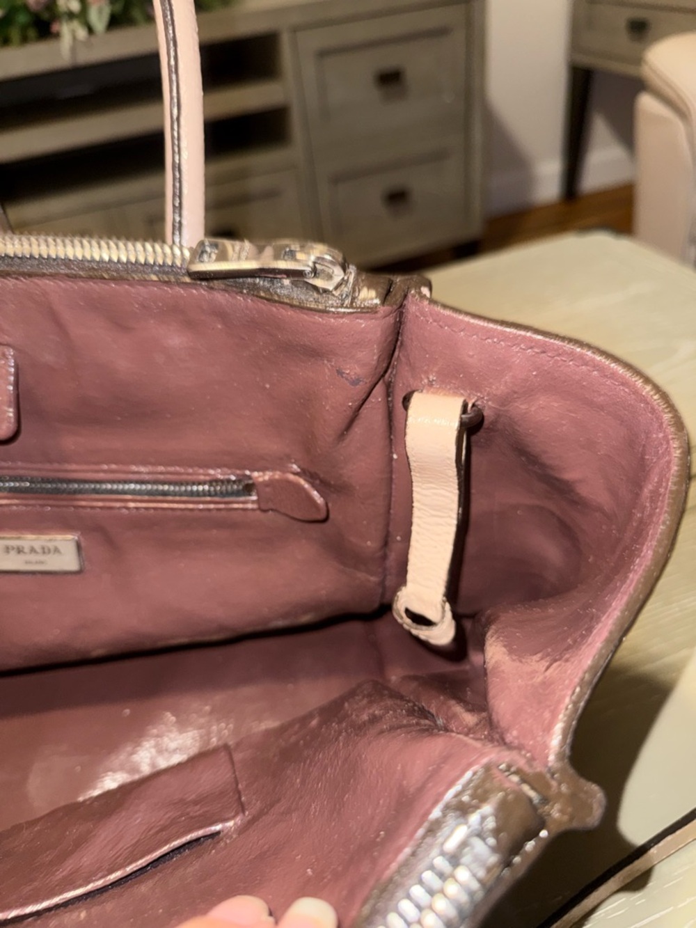 Prada Light Beige Leather Tote with Double Handles - Picture 9 of 17